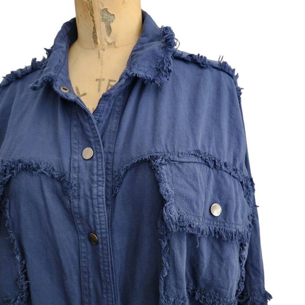 Elan Devan Rock & Roll Distressed Frayed Shacket … - image 5